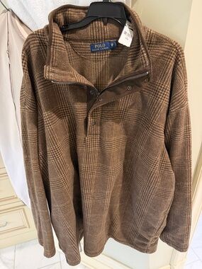 Polo by Ralph Lauren Brown Plaid Half-Zip Sweater